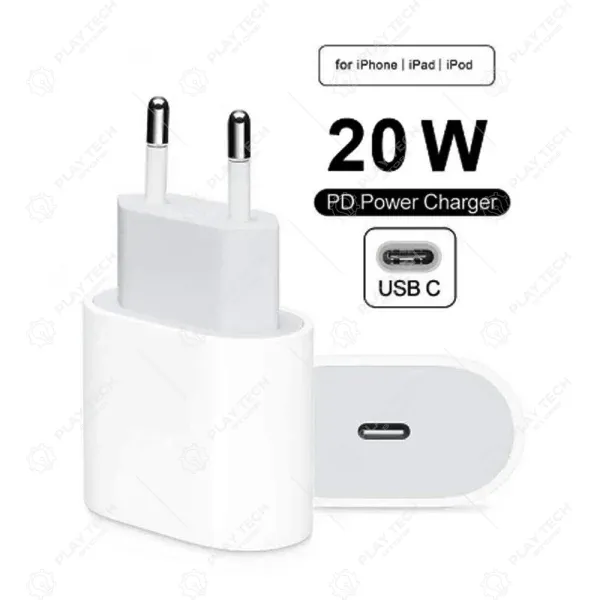 Fonte USB-C 20W Turbo - Carregador Rápido Compatível com iPhone e Outros Dispositivos - FUC-20W-TB