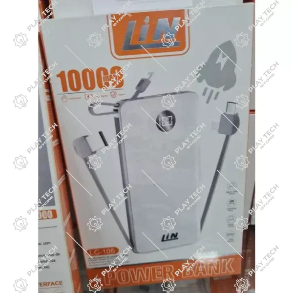 Power Bank LIN LC-105 10.000mAh - Carregador Portátil com Proteção Inteligente - PB-LC105