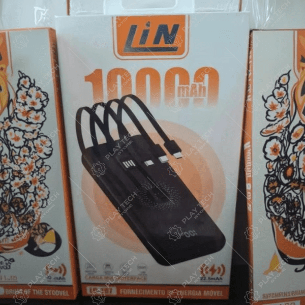 Power Bank LIN LC-107 10.000mAh - Carregador Portátil com Proteção Inteligente - PB-LC107