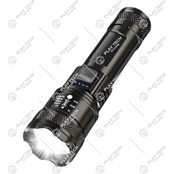 Lanterna Tática T9 LED Recarregável 1200 Lumens - Super Potente com Zoom Ajustável e 3 Modos de Iluminação | T9-1200