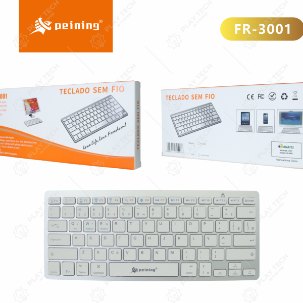 Teclado Sem Fio Bluetooth Slim FR-3001 | Ultra Slim | Compatível Windows/Android/iOS - FR-3001