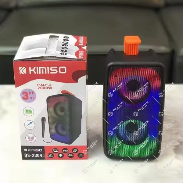 Alto-Falante Sem Fio Kimiso QS-2304 - 10W RMS, Bluetooth 5.0, Bateria 1200mAh, Suporte a SDUSB - Preto - KIMISO-QS2304