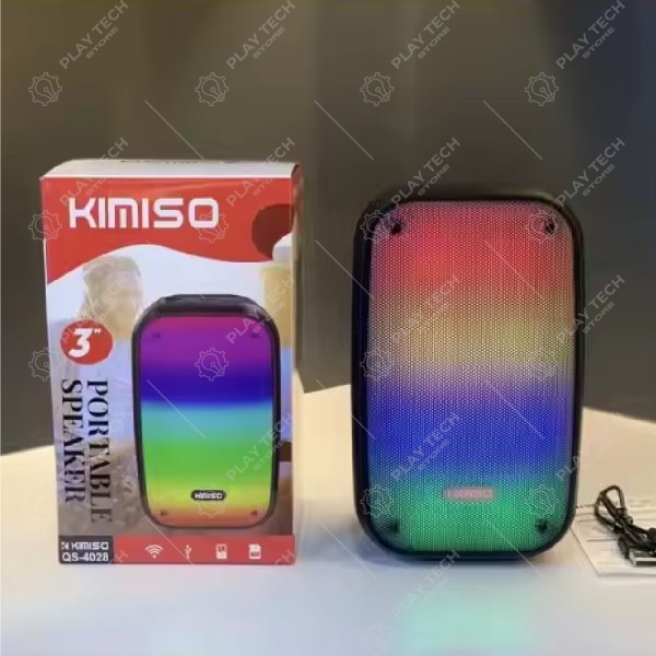 Caixa de Som Bluetooth Kimiso QS-4028  Alto-Falante 6.5, Microfone Embutido, Luz LED, Bateria 1200mAh  Alto Falante Portátil - KIMISO-QS4028