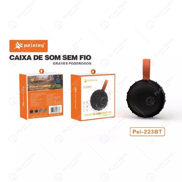 Caixa de Som Bluetooth PEI-223BT  Graves Poderosos, IPX6 à Prova d'Água, 5W RMS, Bateria 1200mAh  TWS, USB, TF - PEI-223BT