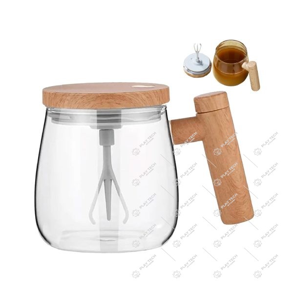 Caneca de Agitação Elétrica Automática KA-9038 400ml com Botão de Mistura Self Stirring Mug Branco Dourado Arco Íris - KA-9038