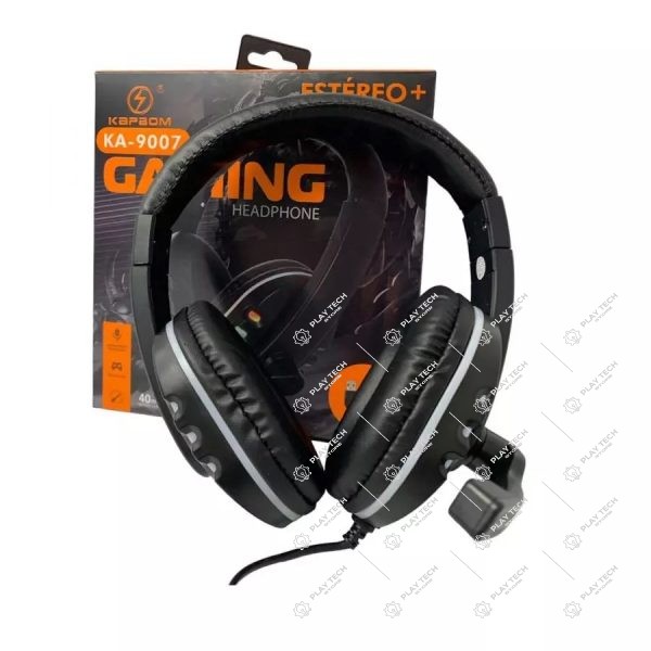 Fone Headset Gamer com Microfone Estéreo LED Kapbom KA-9007  40mm, 32 Ohms, Resposta de 12–22kHz  Preto - KAP-KA9007