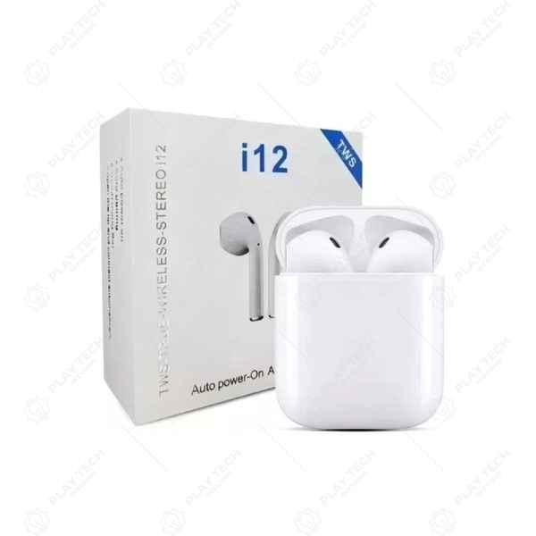 Fone de Ouvido Sem Fio I12 TWS Bluetooth 5.3, Cancelamento de Ruído, Touch  Estojo 300mAh - TWS-I12-BLUE