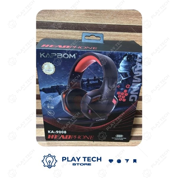 Headphone Gamer KAPBOM KA-9008 - RGB LED, Drivers de 40mm, Microfone Embutido, Design Moderno - KAP-KA9008