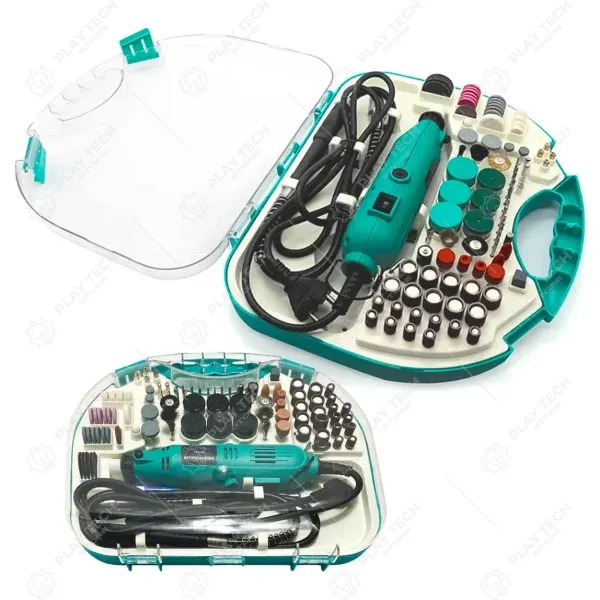 Kit de Ferramentas Retífica - 211 Peças 135W com Velocidade Ajustável até 33.000 RPM - Artesanato, Corte, Polimento - KIT-DREMEL-211