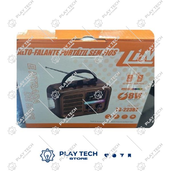 Rádio LIN 223BT  Alto-Falante Portátil Sem Fios com Bluetooth, Luzes RGB e Entrada de Bass - YS-223BT