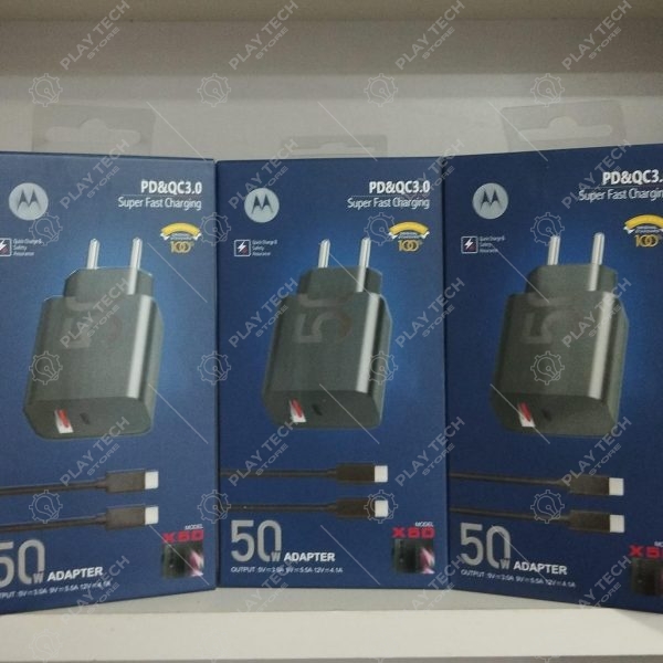 Carregador Rápido Motorola PD&QC3.0 50W | Super Fast Charging, USB-C, Certificado 100% Original - X50