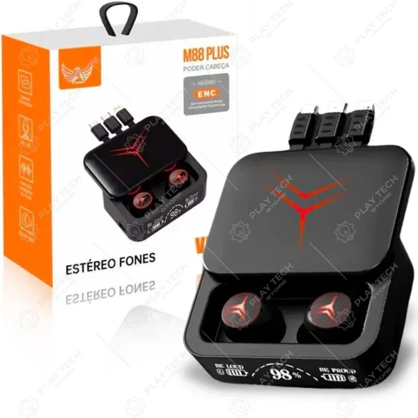 Fone de Ouvido Bluetooth Gamer M88 Plus | Áudio Imersivo, Microfone Clear Voice, Conexão 3 em 1 - FNG-M88P