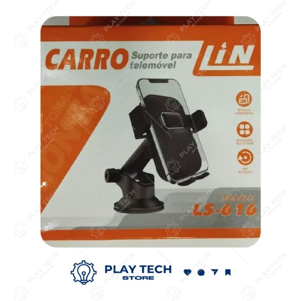 Suporte Veicular Automático LS616 para Carro Braço Retrátil, Giro 360°, Fixação Segura - LS-616