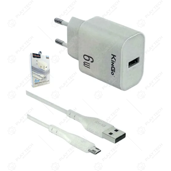 Carregador Celular KinGo U102 6W V8  Compatível com Lg, Motorola e Samsung - CHG-KINGO